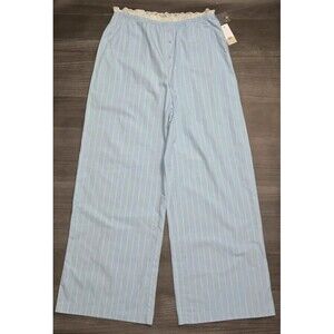 BP Women's Small Lace Waist Pinstripe Cotton Boxer Pants NWT